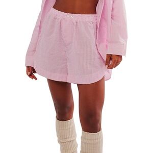 Free People Intimately Striped Coastal Cloud Nine Boxer XS Pink Stripe